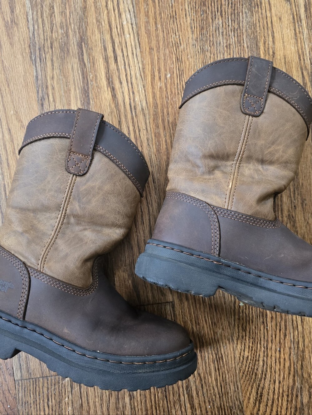 Brown Leather Kids Pull-On Boots